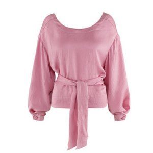 Rodebjer Manuela Silk Wrap Blouse in Petal Pink